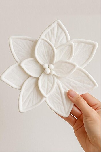 BeySüS Christmas Pine Tree Ornament Ponsetia Flower Large White