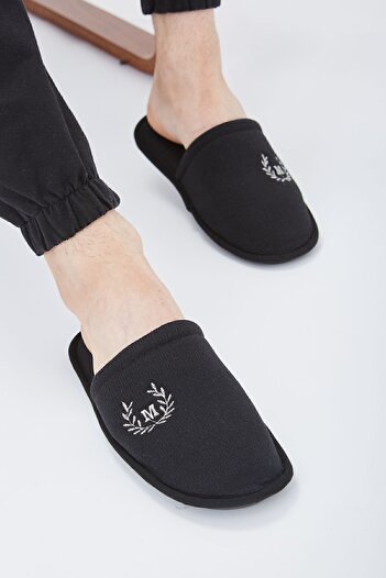 Moda Devrin Siyah M Ev Terliği Kışlık Terlik Misafir Terliği