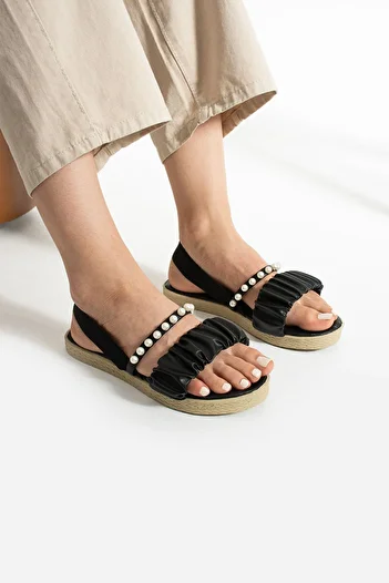 Moda Devrin Black Pearl Elastic Sandals