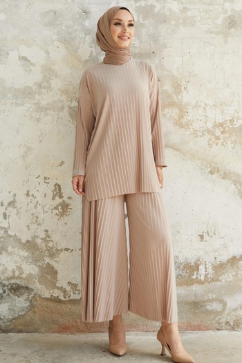 Safgiyim44 Mila Pleated Trousers Tunic Bone Color