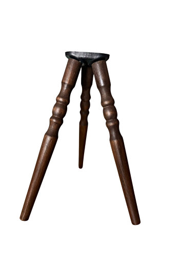 HAMADEX 44 Cm Stejar Inchis Mobila Lemn Rotit Picior Masa 3 Bucati, Puf, Scaun, Noptiera, Aparat de conectare
