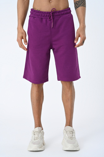 AMAZING CRASH Purple Three Thread Waist Tie Basic Shorts