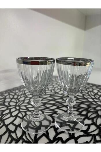 WEST GLASS Pasabahce Westglass W440113P Diamond Platinum Plated Footed Coffee Side Glass 6 Pieces