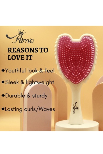 Prime by Javaudan Hair Brush Wet Tangle Detangler Hairbrush comb for women - Gloss White Pink Bristles