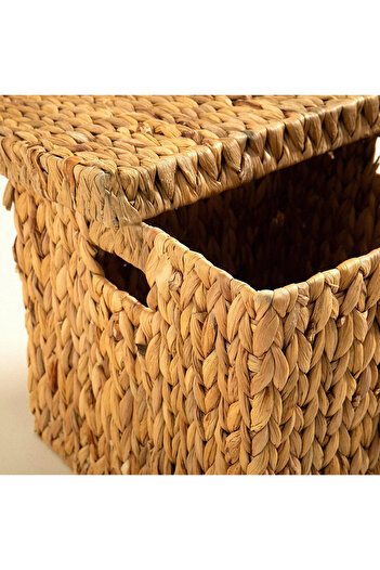ELZEY HOME 32X32 cm Natural Straw Covered Square Deep Saddle
