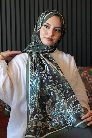 AFVENTE Droplet Motif Pattern Khaki Soft Cotton Shawl
