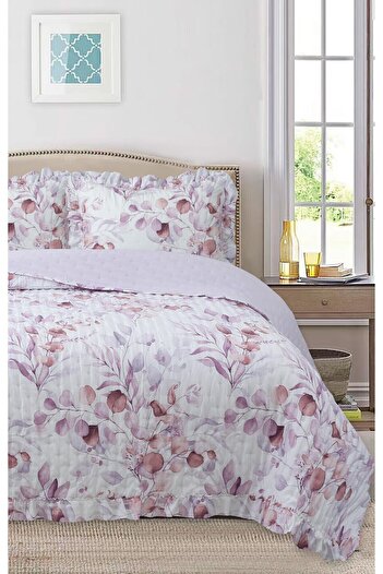 Bikaya Home Ruffled Patterned Double Bedspread Set - 240X260 cm