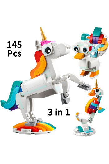 Choice Unicorn 3 in 1 Parrot Building Toy Set, Transforms to 3 Different Animal Figures - from Colorful Par