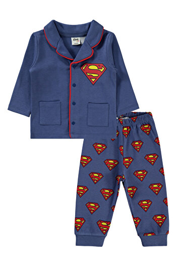 Superman Süperman Erkek Çocuk Pijama Takımı 6-18 Ay İndigo