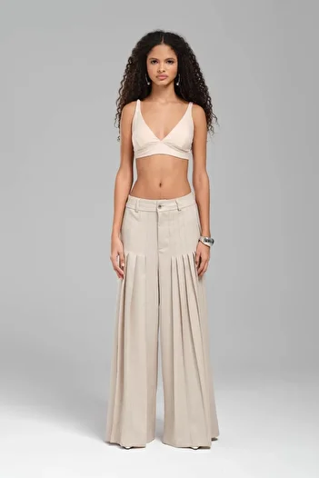 tw3 Women's Front and Back Pleated Design Pants