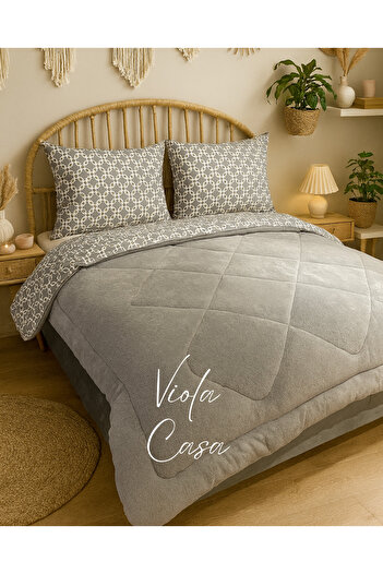 Violacasa Double Sided Welsoft Quilt Set Double Gray Chain