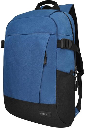 Promate 15.6 Inch Laptop Backpack, Ergonomic Adjustable ComfortStyle Shoulder Bag with Multiple Comp