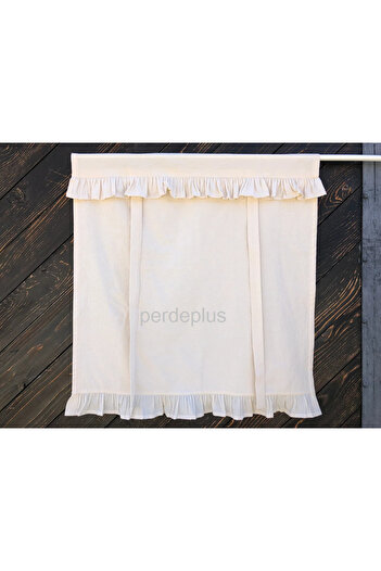 Perdeplus Bağ Detaylı Perde Retro Natural Fon Perde