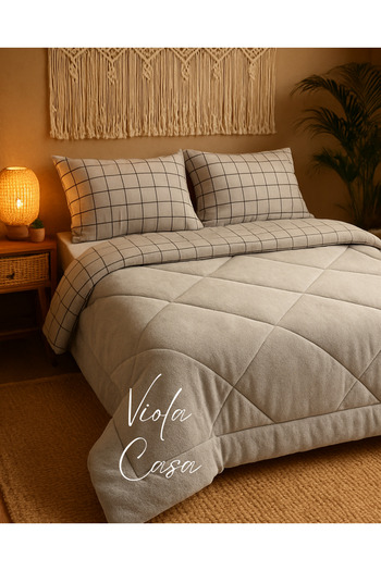 Violacasa Double Sided Welsoft Quilt Set Double Smoked Square