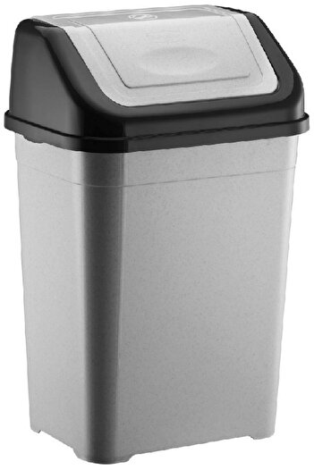 DEEMBRO 52 Lt Büyük Boy Çöp Kovası Tek Kapaklı Gri Mutfak Banyo Ofis Atık Kutusu Cafe Otel Çöp 31*43*68 Cm