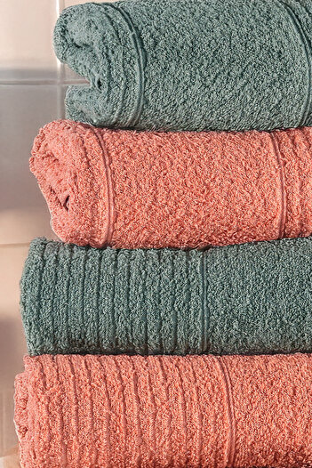 Isessia Sera 4-Piece Bath Towel Set Turkish Bath Set 100% Cotton