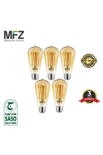 MFZ Vintage LED Filament Bulbs – 8W, 2700K Warm White, AC220-240V – Set of 5 Pieces