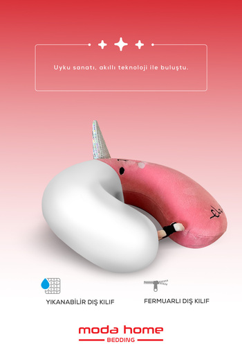 moda home bedding Çocuk Visco Boyun Yastığı,çocuk Ortopedik Seyahat Yastığı Pembe Yıkanabilir Kılıfl