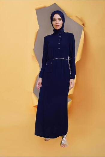 Alvina Button Dress with Belt Detail 41736
