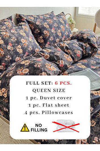 LUNA HOME Queen Size 6-piece Duvet Cover Set 200*230cm Featuring A Charming Vintage Print.
