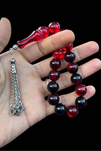Teta Collection Efe Boy Moire Red Mascot Powder Amber Prayer Beads, Amber Gift Wooden Boxed Rosary