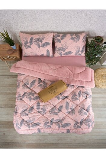 Sudemhome Double Double Sided Luxury Welsoft Elite Quilt Soft Fleece Quilt and Pillow Case Arina Powder