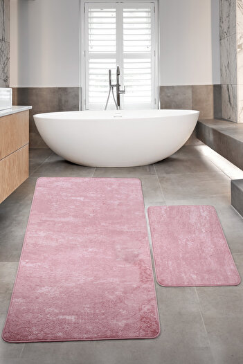 Bestekar Lunessa Powder Large Size Non-Slip Base Modern Machine Washable Soft Double Bathroom Mat Set