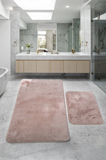 Bestekar Lunasoft Brown Large Size Non-Slip Absorbent Soft Machine Washable Double Modern Bathroom Mat Set