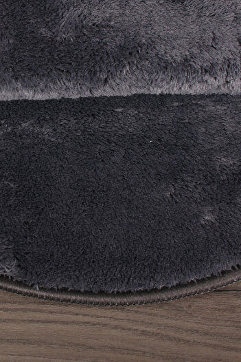 Bestekar Lunasoft Anthracite Oval Modern Soft Machine Washable Non-Slip Luxury 2-Piece Bathroom Mat Set
