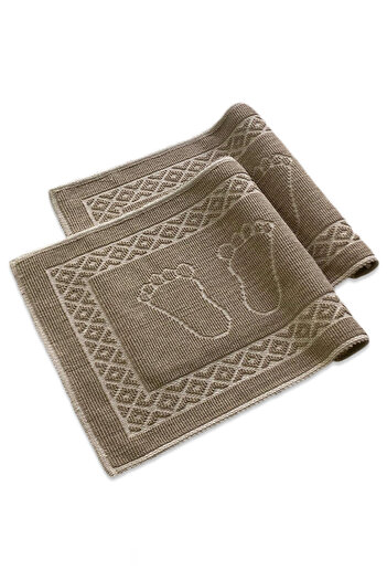 Bestekar Eslora Brown 100% Cotton 50X70 Curling Machine Washable Set of 2 Luxury Foot Mats