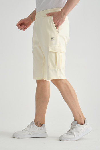 Shooter Sportswear Men's Ecru Shorts Cargo Pocket Print Detailed Regular Fit