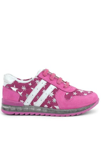 Rakerplus Genuine Leather Fuchsia Glitter Sole Girls' Sports Shoes