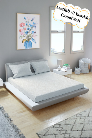Arte Cotone Gray Elastic Cotton Premium Sheet Set - Single - Double / King Size