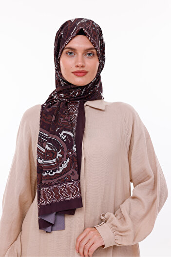 tarzınısec Retro Patterned Women's Shawl Burgundy Estascarf