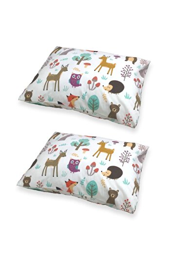 Bebek Özel Children Adult Pillow Case 50X70 cm (2 Pcs) Nature Animals Patterned 100% Cotton