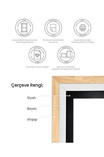 Hayyart Hub, Created In Pairs, Sabır Detaylı Ahşap Çerçeveli 3'lü Islami Tablo Set - Ahşap Renk