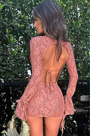 Bikini Mayokini Dünyası Emily İkili Dantel Elbise - Pembe