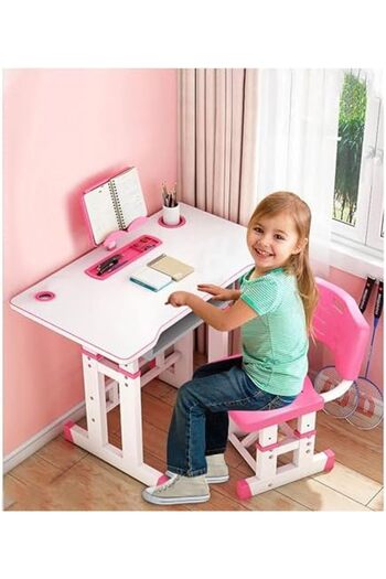 Generic Toshionics Adjustable Kids Study Desk And Chair Set Educational Table with Ergonomic Design Safe Con