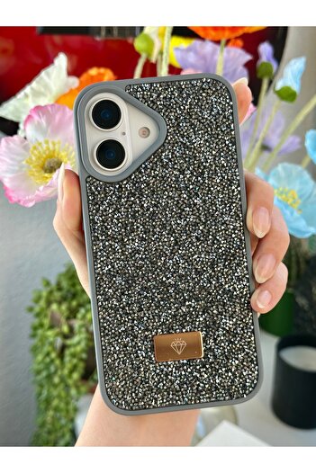 Go Aksesuar iPhone 16 Compatible Diamond Design Sparkling Diamond Silicone Case