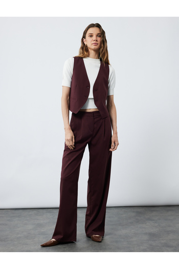 Koton Lined Sleeveless Buttoned V-Neck Blazer Vest