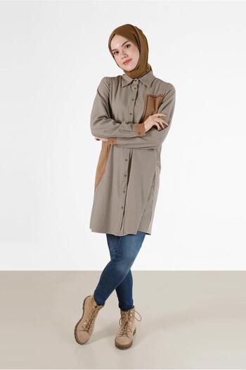 Alvina Geometric Pattern Detailed Plaid Tunic 42392