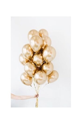 Deniz Party Store Krom Balon 12" Inç Gold Renk 5 Adet
