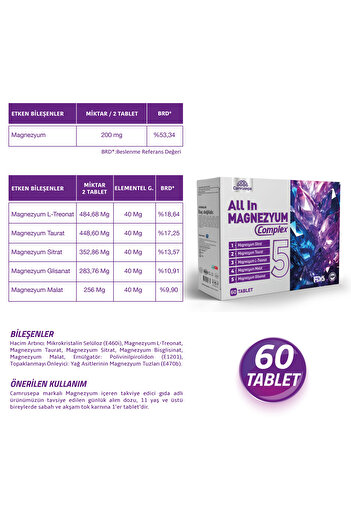 Camrusepa All in Magnesium Complex 5 |   Advantageous Pack of 2