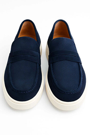 Morven Men's Navy Blue Summer Casual Eva Sole Suede Shoes