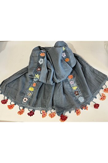 KAFTAN TAKI TASARIM Crochet Cotton Scarf 46X1.65Cm Fence Floor Fabric