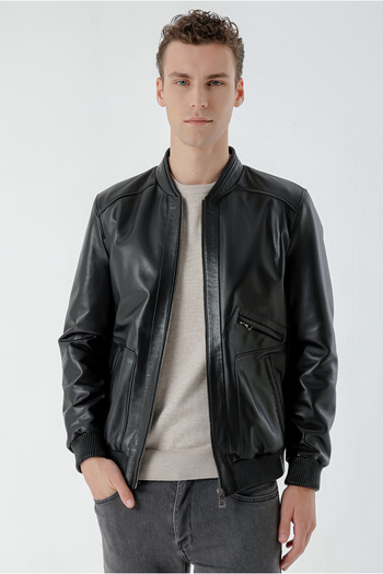 Morven Men's Black Toledo Elastic Leather Coat