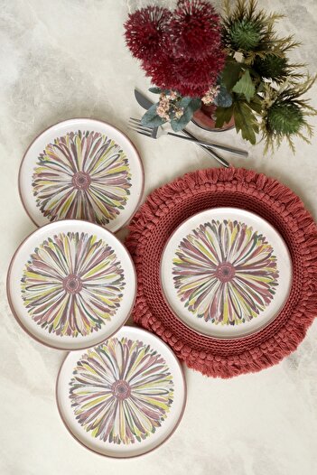Keramika Serene Flower Nordic Cake Plate 22 Cm 4 Pieces 22983