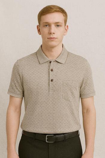 Ercan Classic Short Sleeve Pocket Men's T-Shirt with Large Size Collar 7347