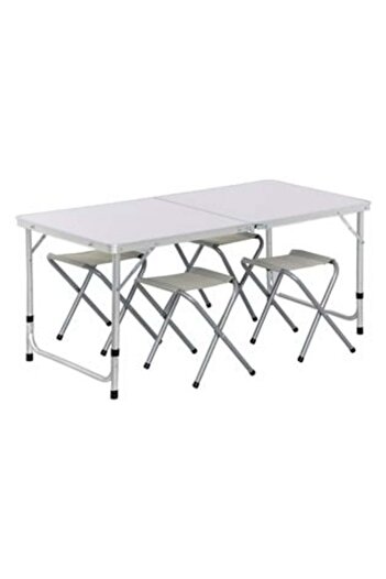 Rovitech Set Masa Pliabila din Aluminiu cu 4 Scaune 120x60x70cm