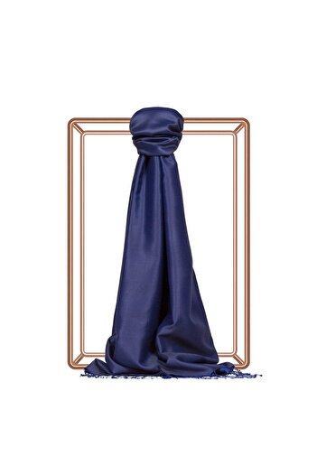 ipekevi Διπλής όψης μεταξωτό σάλι Midnight Blue